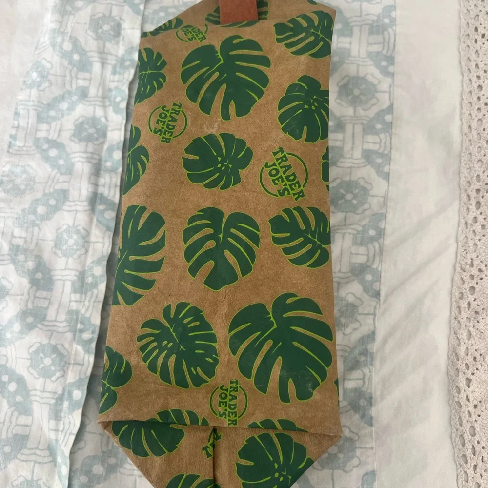 Brown Toiletry Bag with Green Leaf Pattern - Branded Accent - Picture 1 of 3